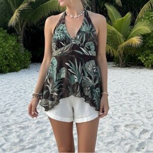 The Limited Black and Green Halter Top